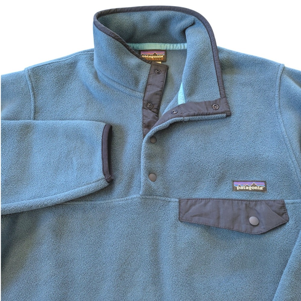 Patagonia Mens Synchilla Snap-T Fleece Pullover Teal Navy Blue 25580 SP15 Small